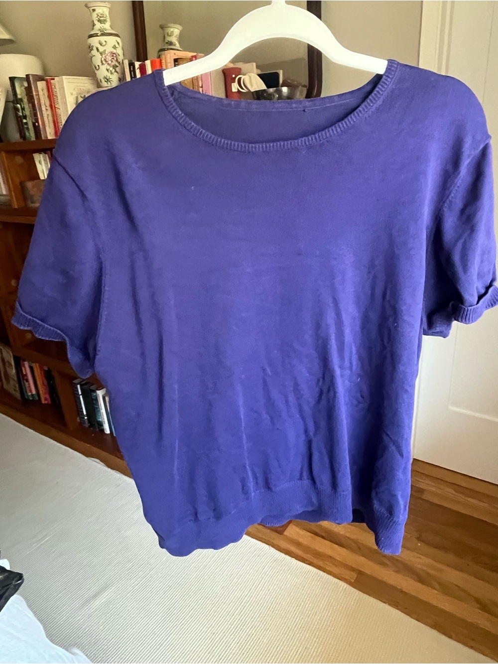 Classic Short-Sleeve Knit Top in Purple
